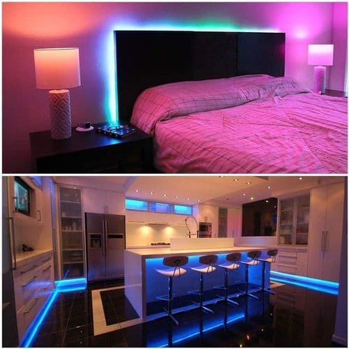 LED-stripe 5m lysstripebelysning, lysstripe RGB SMD