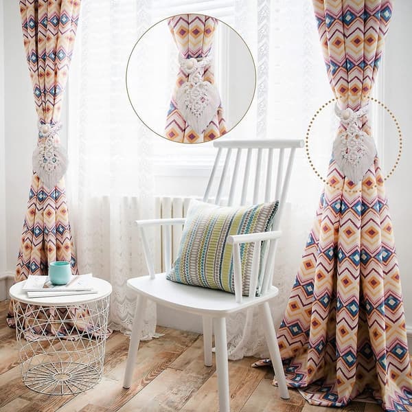 Pakke med 2 Tie Boho Gardinholdere Bomuldstov