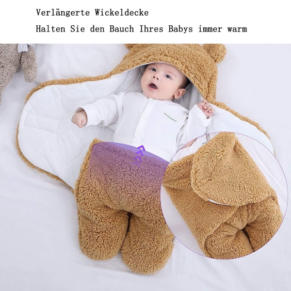 Baby hetteteppe Nyfødt sovepose Wrap Vintervarmt fleeceteppe med KLB