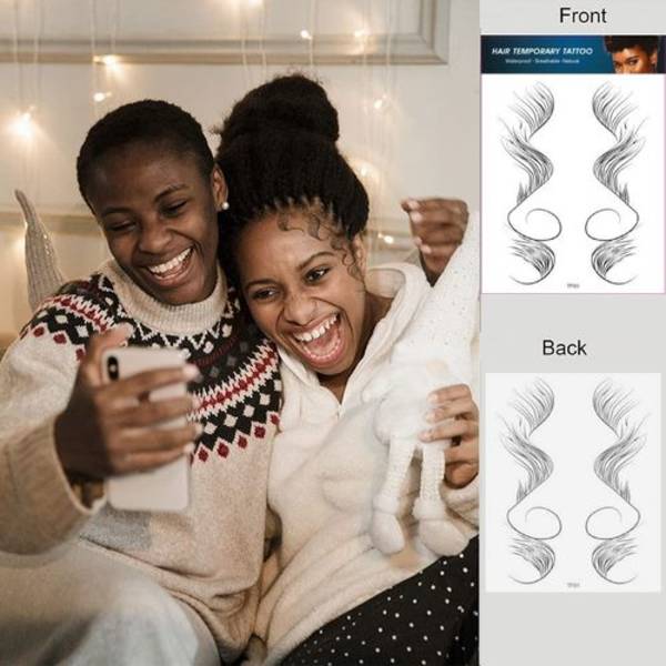 6 stk. Falske Kanter Babyhår Midlertidige Tatoveringer Side Bang Stickers