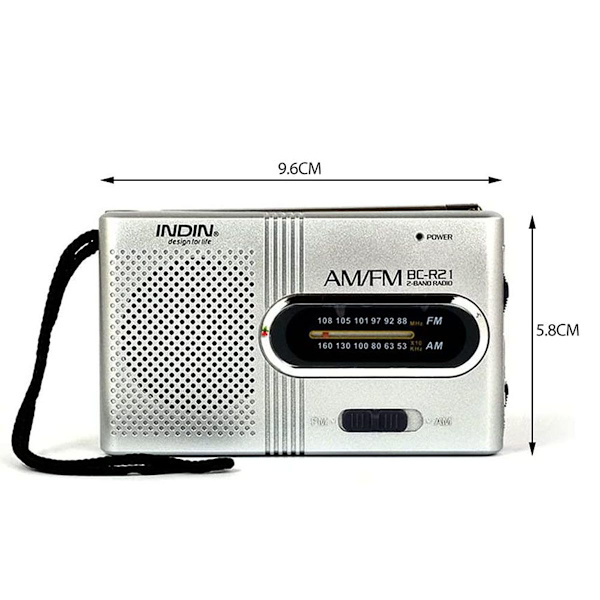Mini Radio Bärbar BC-R21 Fickradio med Bärrem AM FM Teleskopisk