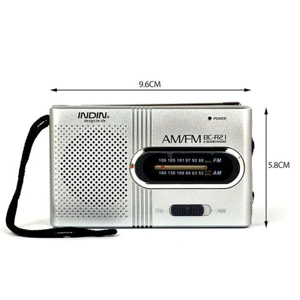 Mini Radio Portable BC-R21 Pocket Radio with Carry Strap AM FM Telescopic