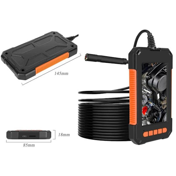 2M HD IP67 8mm Linse 4,3\" LCD-skærm endoskopkamera, 1080p inspektionskamera, 2600 mAh 8 LED-skærm endoskop KLB