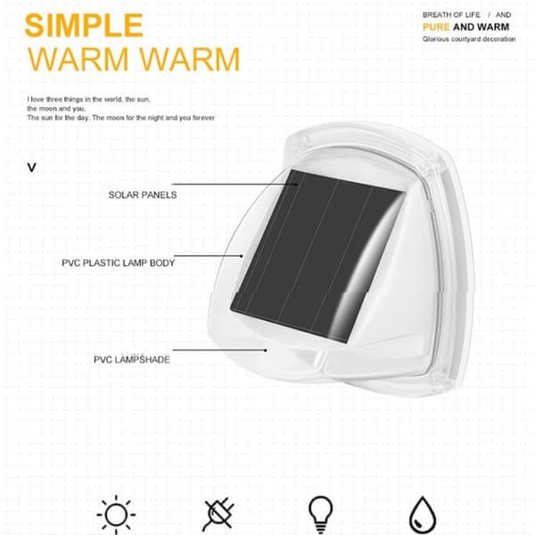 LED-aurinkokennoinen ulkoseinävalaisin (valkoinen valo)