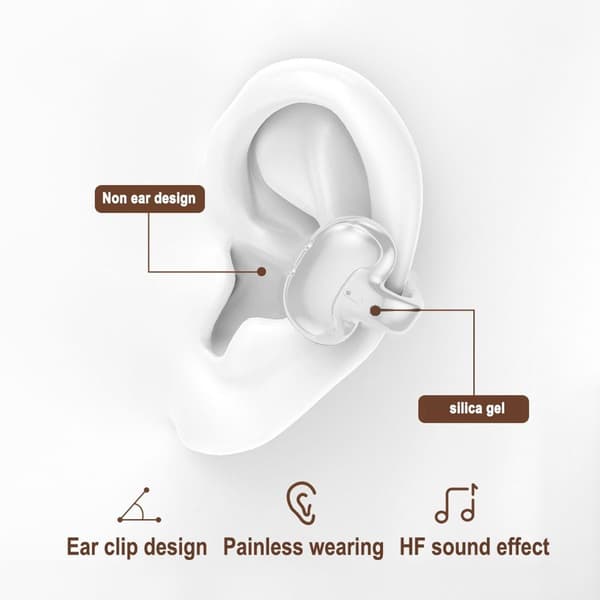 Trådløse Bluetooth-øreclips til luftledning af lydhøretelefoner - hvid