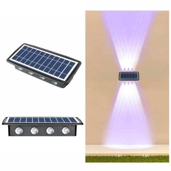 8LED solcellelyskontrollsensor opp og ned, dobbelthodet vegglampe for d