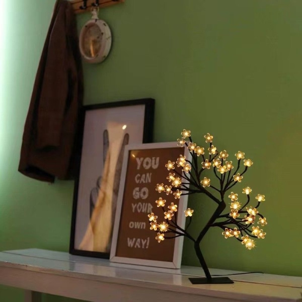 Upplyst träd 48LED-blommor, för jul, för hem, helgdagar, bröllop, födelsedag, nyår, fest (varmvitt)