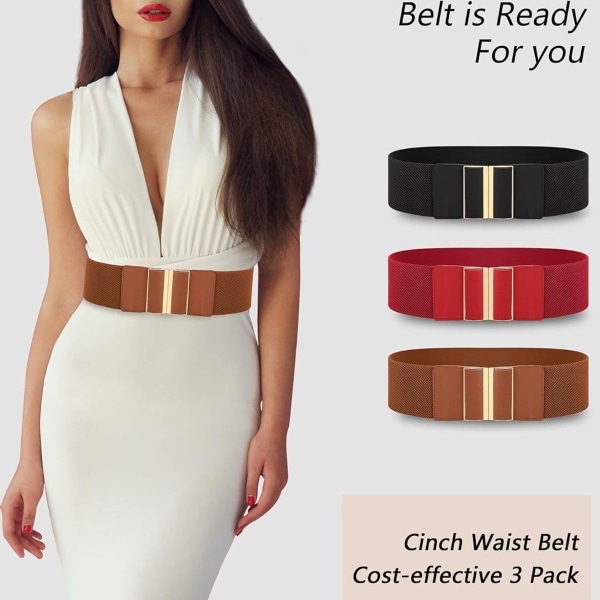 3pcs Wide Belt for Women Elastic Cinch Waistband Stretch Dress Belt for KLB