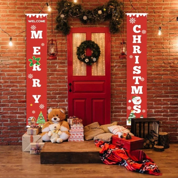 Julebanner Velkommen God Jul skilt banner dør utendørs KLB