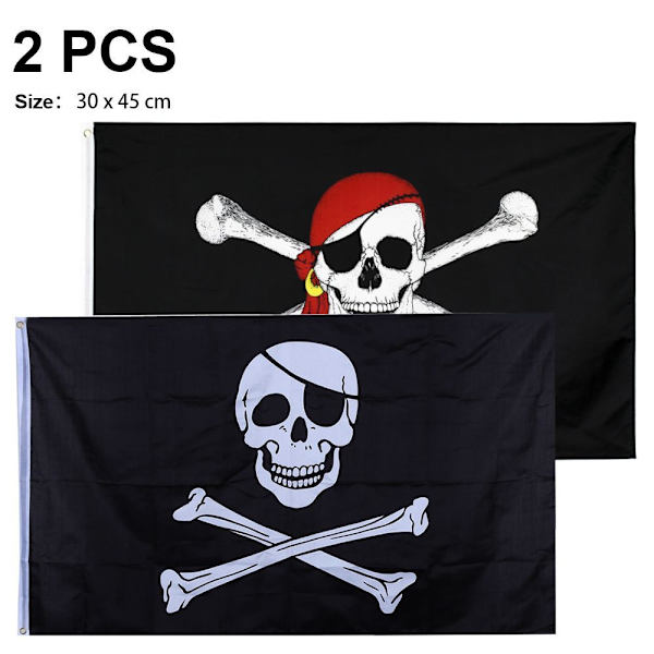 2 st 30*45cm Piratflagga i Dacron för Piratfest