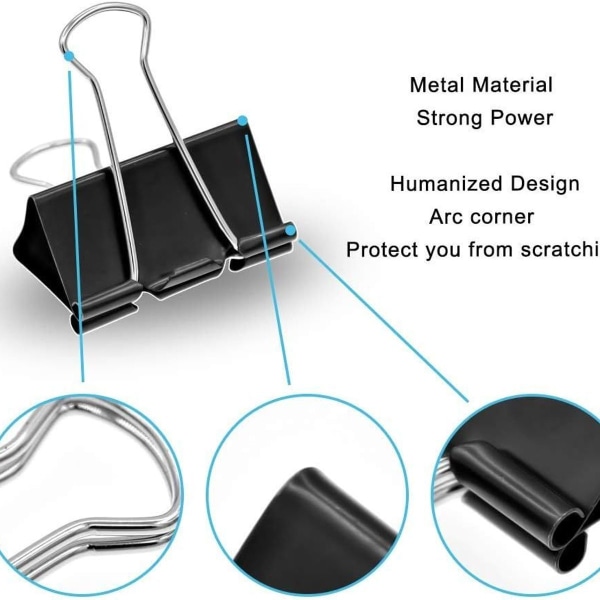 Foldback-klämmor Pappersklämmor Metall Foldback-klämmor Metallklämmor för papper