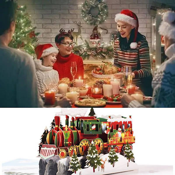 Handgjord God Jul Pop Up-kort, Handgjord 3D Popup Stil 2
