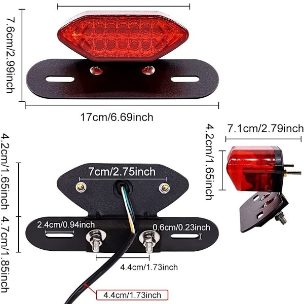 Motorcykel LED baglygter, motorcykel blinklys, bagbremselygte indikator, nummerpladelys