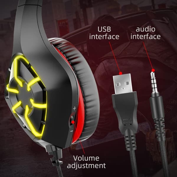 Pro Gaming Headset Over-Ear Støjreducerende Hovedtelefoner Rød
