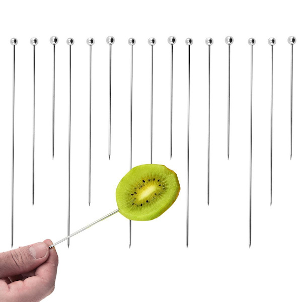 15 stk Cocktailpinner til drikkevarer, Cocktail tannpirkere i rustfritt stål, KLB