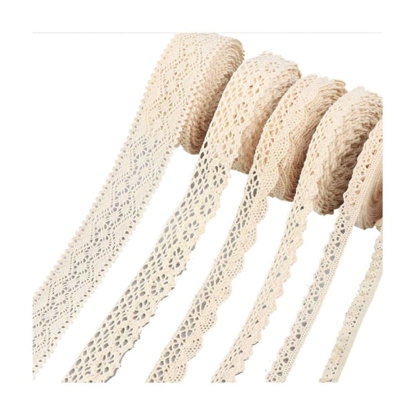 Absofine 30M vintage blondekantbånd kant beige lavet af bomuld dekorativt bånd dekorativt bånd blonde KLB