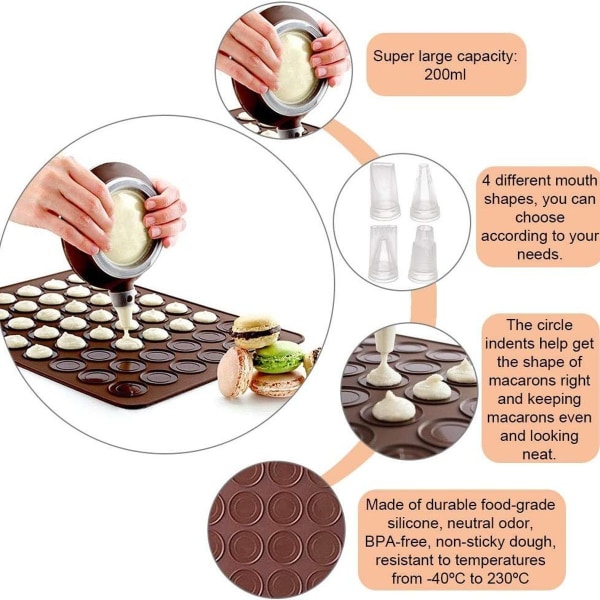 Macaron-bakemold i silikon, mørkebrun, 38x28 cm