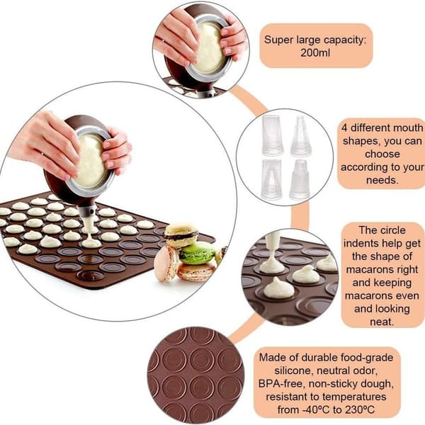 Macaron bakform silikon mörkbrun 38x28 cm