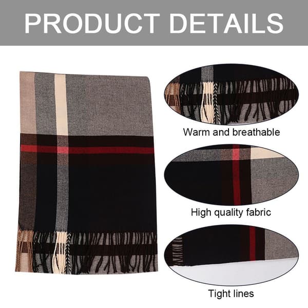 Luksus Klassisk Herre Wrap Cashmere Check Tørklæde Rød Stribe