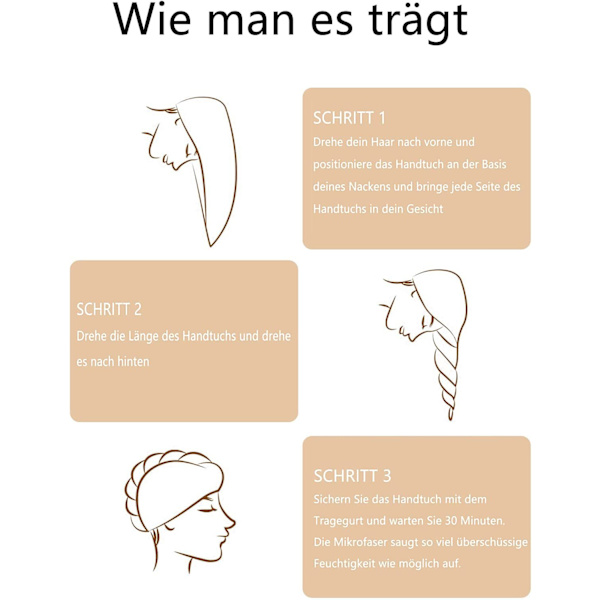 Tykt hårhåndklæde med knap, mikrofiberhåndklæde, tørrehætte og badehætte. (Lyseblå)