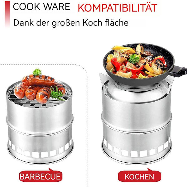 Multikokare Bärbar Campingspis Multikokare Utomhus Vedspis