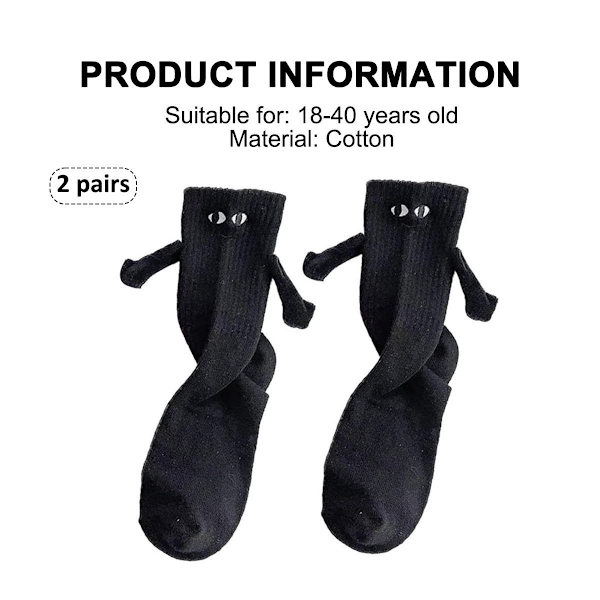 2 par hånd i hånd par sokker magnetiske sjove holder sort KLB