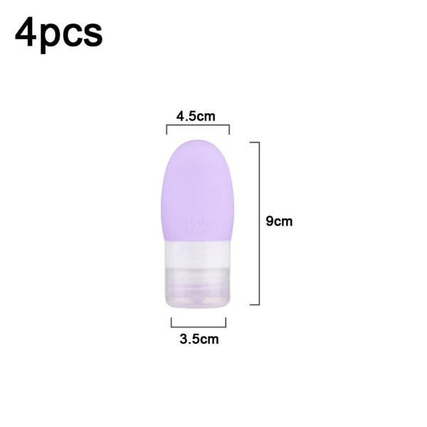 4pcs Silica Gel Sub-bottling Portable Cosmetic Sub-bottling Purple 38ml KLB