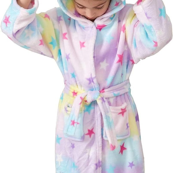 Barns mjuka enhörningshuvabadrock med huva, morgonrock, nattkläder