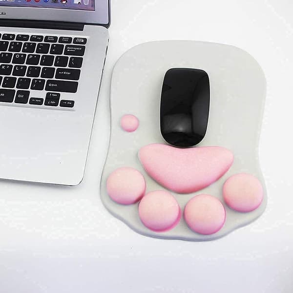 Ergonomisk spelmusmatta med handledsstöd halkfri grå