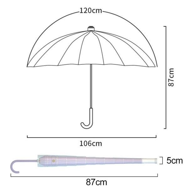 Long Handle Waterproof 16 Bone Umbrella Shockproof Fabric Purple KLB