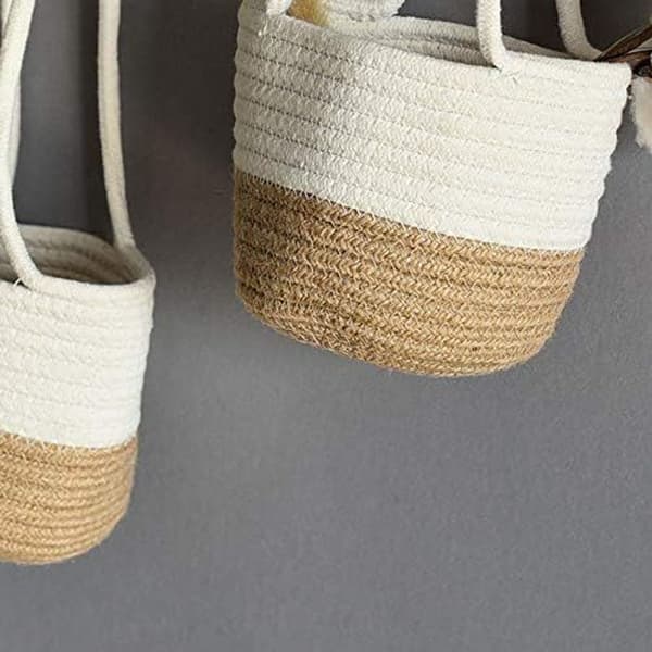 Hengende planter, macrame plantehenger, håndlaget bomull