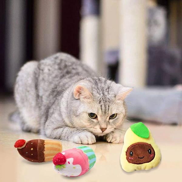 4 st söta katt leksaker kattunge interaktiva leksaker frukt stil 5 KLB