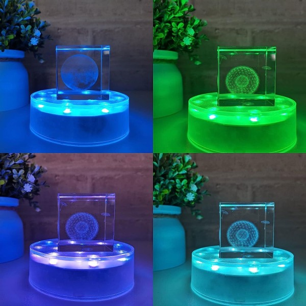 LED-ljusbas med fjärrkontroll - Uppladdningsbar LED-displaystativ LED-ljusdisplaystativ för smycken kristallstatyer glas