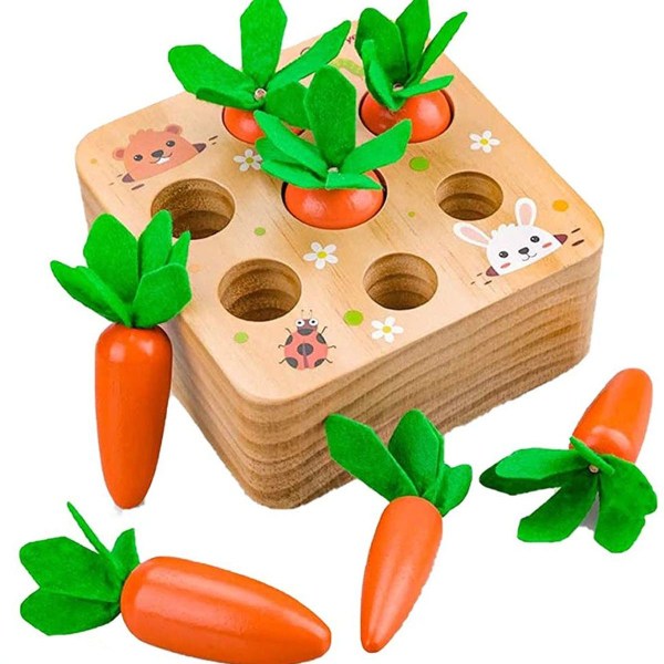 Puulelu Montessori, porkkanalelu, lajittelupuuta KLB:lle