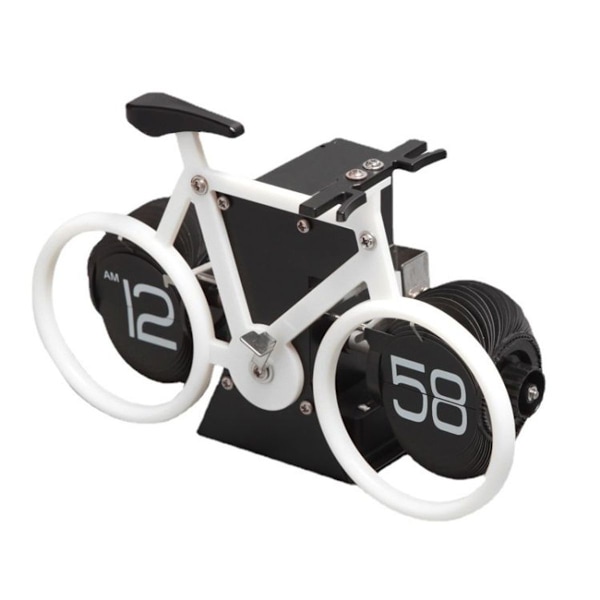 HY-F087 Retro Cykelformad Automatisk Flip Klocka Heminredning Flip Klocka (Vit)