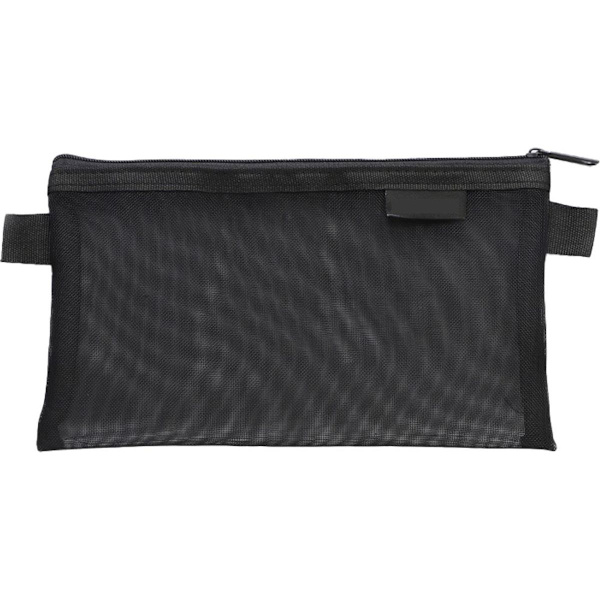 Multifunktionel mesh pennepose blyantsetui makeup taske sort KLB