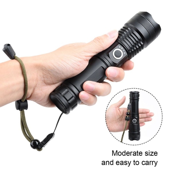 10000 Lumen Lommelygte, LED Lommelygte Ekstremt Lys 5000mAh USB Genopladelig KLB