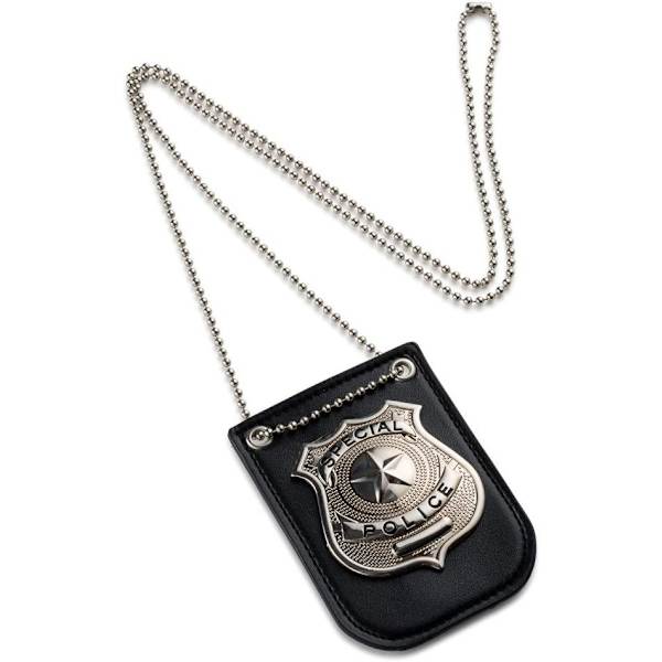 Dress Up America Politibetjent Badge til Børn - Politi Kostume Tilbehør - Politibetjent Badge til Betjent Swat og FBI med Kæde og Bælteklips