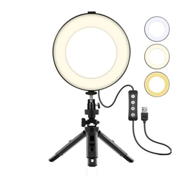Ring Light Selfie Ring Light med stativ Dimbar Beauty Desktop Ring Light för