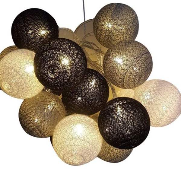Bomullsboll Fe-ljus - 3M 20 LED Boll Fe-ljus Grå