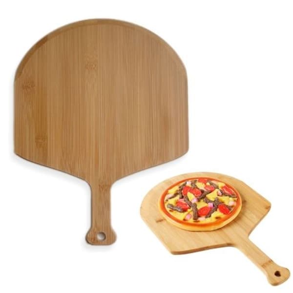 Pizzafat i bambuträ, rund pizzaskärbräda, brödfat, westernbiff, pizzaspade
