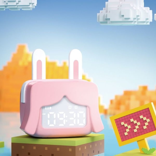 Cartoon Mini Smart Vekkerklokke USB Oppladbar Moro ved sengen for barn Soveklokke (Bä