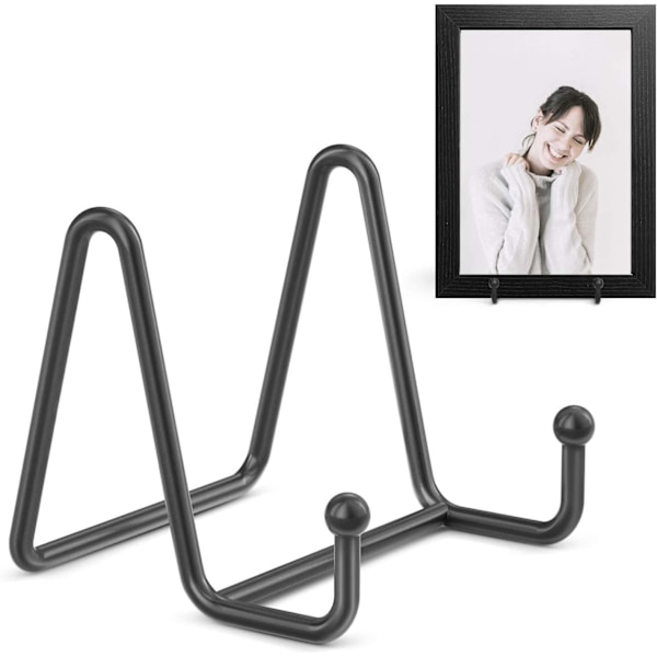 Tallrikshållare för display - 3 tums tallrikshållare display + metallram stativhållare för bild, dekorativ tallrik, bok, fotostaffli (2-pack)