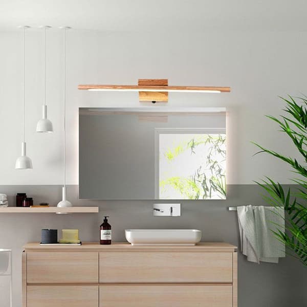 Trebads speillampe med bryter Moderne LED interiørvegglampe