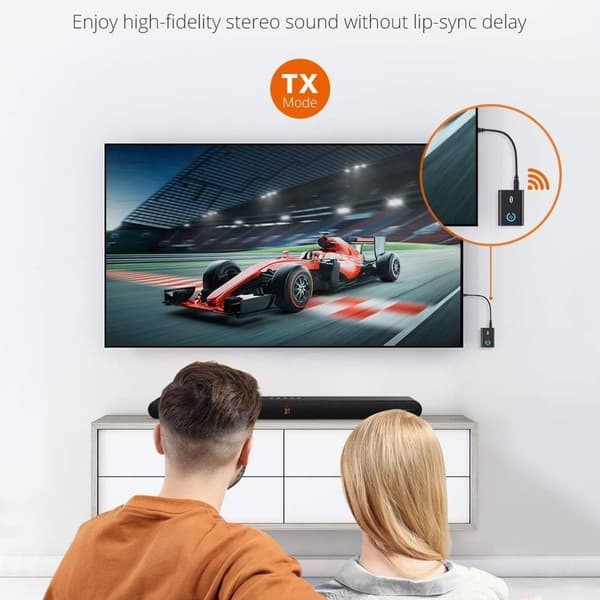 Bluetooth 5.0 Sender/Mottaker, TaoTronics 2-i-1 Trådløs 3.5mm Audio