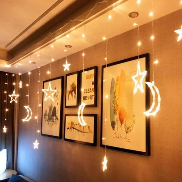 Stjerne- og månelys 2,5 m 138 LED vinduslyssnor KLB