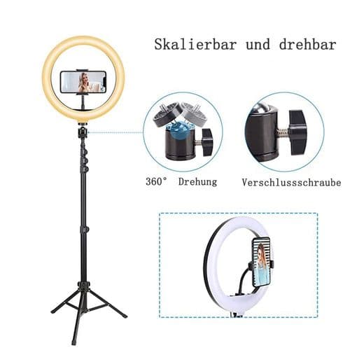 Ringlys med Stativ, Selfie Ringlys med 157 cm Stativ til