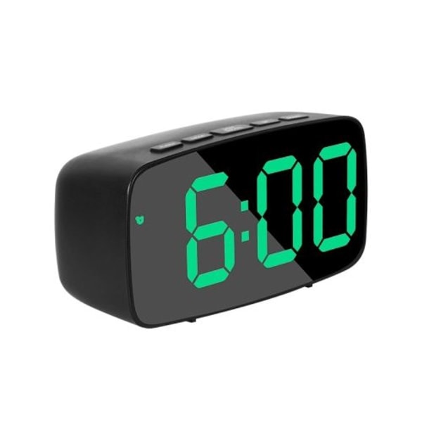 Spejl Sengebord Alarmur Batteri Stik Dual Purpose LED Ur Bueskåret Sort