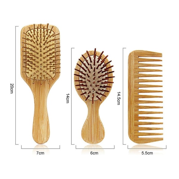 Bamboo Hair Brushes and Comb Set, Hair Comb for Women and