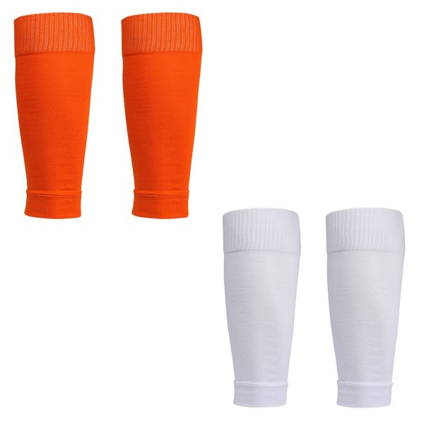 2 par Fodbold skinnebensbeskyttere kompressionsærme Hvid + Orange KLB